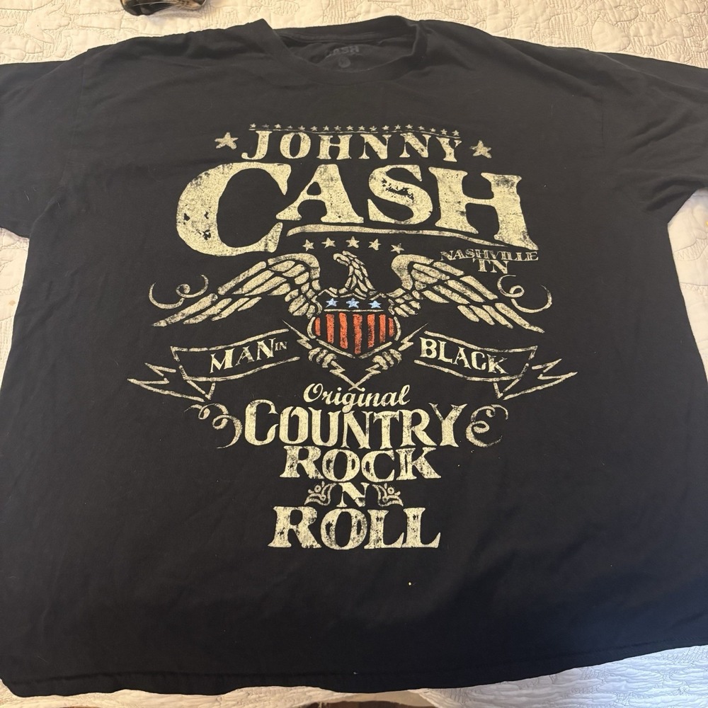Cash Johnny Cash Men's Black Graphic‎ XL T-shirt Man In black Cowboy Rock & Roll